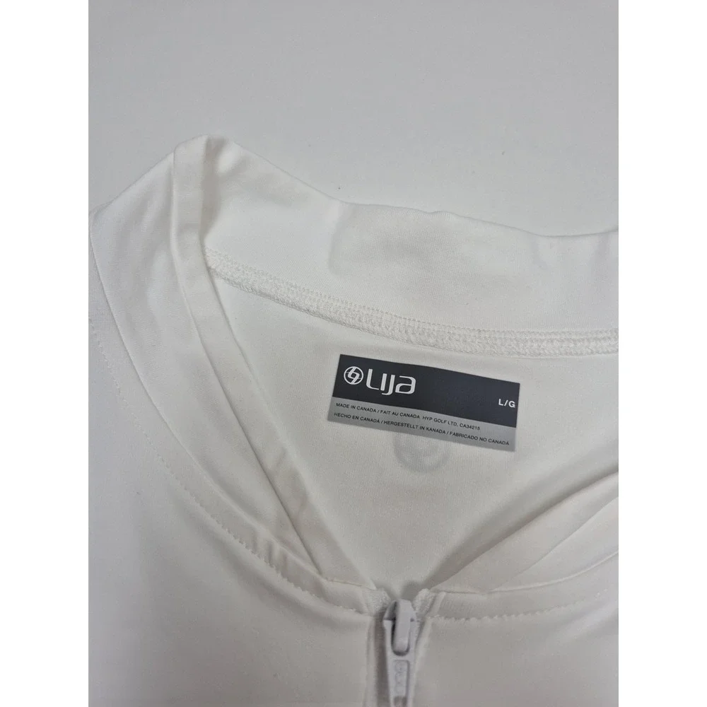 Lija Tank Dress Womens Large White Short Golf Mock Neck Zip A-Line NWT FLAW